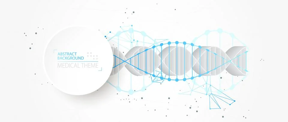 Science template, abstract background with a 3D DNA molecules. Vector illustr Illustrazione stock
