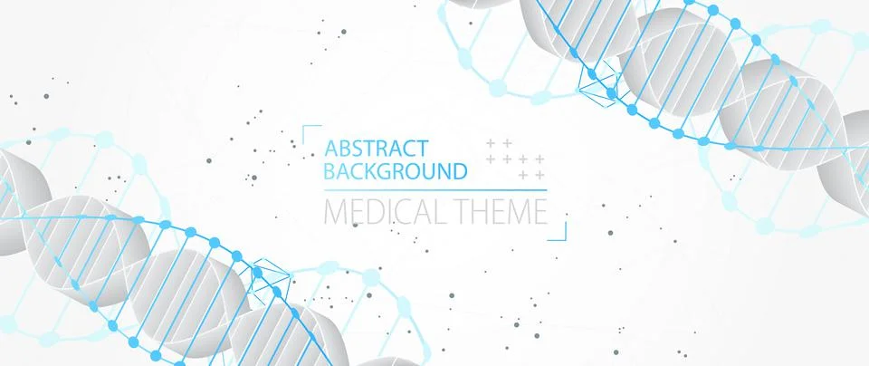 Science template, abstract background with a 3D DNA molecules. Vector illustr Illustrazione stock