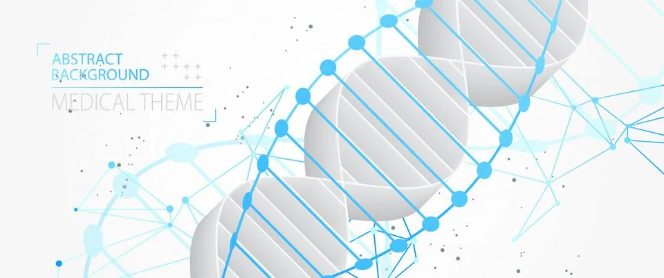 Science template, abstract background with a 3D DNA molecules. Vector illustr 스톡 일러스트