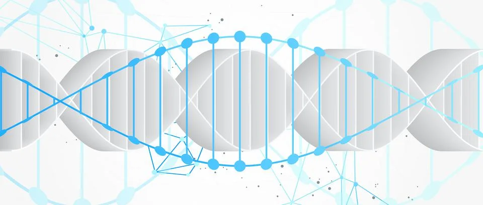 Science template, abstract background with a 3D DNA molecules. Vector illustr Stock Illustration