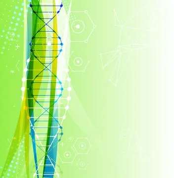 Science template,  banner with a DNA molecules. Stock Illustration