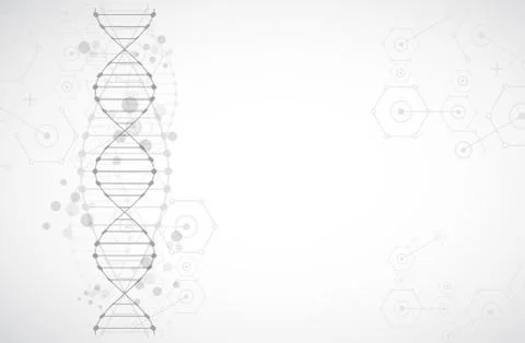 Science template, wallpaper or banner with a DNA molecules. Stock Illustration