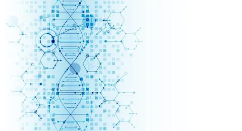Science template, wallpaper or banner with a DNA molecules. Stock Illustration