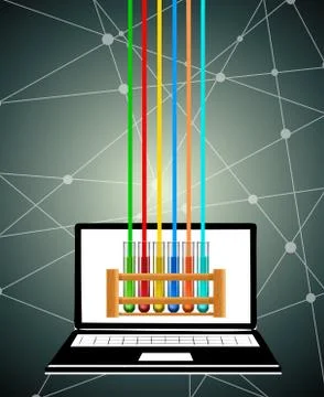 Science test tubes on computer screen Stock Illustration