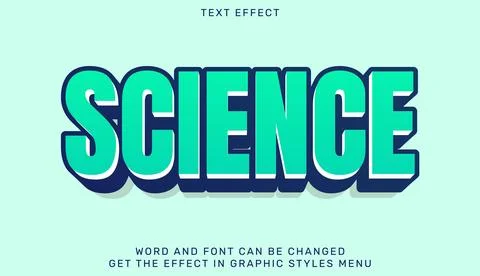 Science text effect template in 3d design Stock Illustration