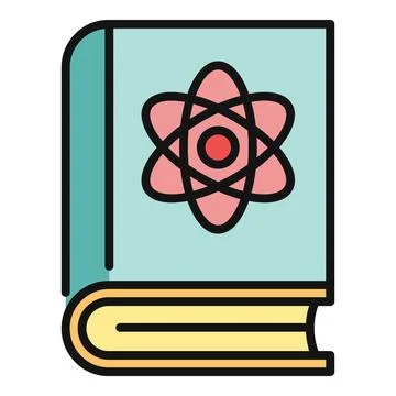Science textbook with atom symbol representing learning research イラスト素材