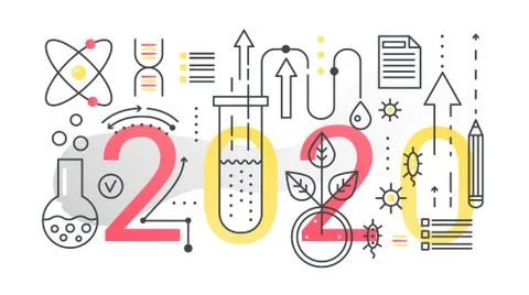 Science thin line concept vector illustration, website interface creative linear Stock Illustration