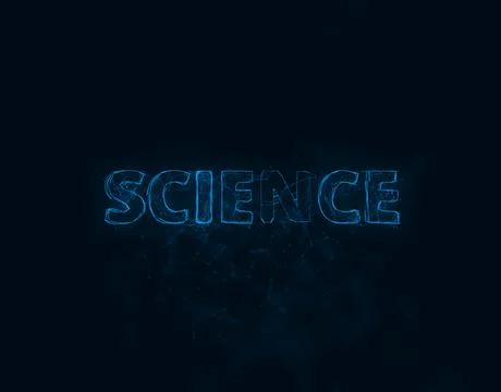 Science title with plexus effect. Connected lines with dots. Lines title plexus Stock Illustration