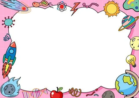 Science Tools and Learning Sign on Pink Border Frame Stock Illustration