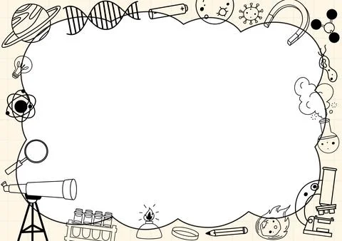 Science Tools Object and Learning Sign Element Border Frame Template Stock Illustration