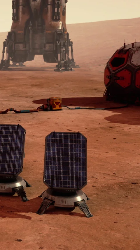 Science tools on a red planet during an exploration mission Stock Footage 341056762