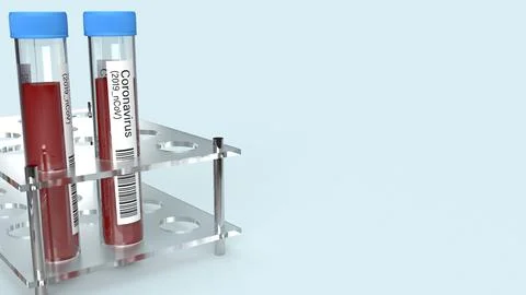 Science tube coronavirus testing 3d rendering for medical content. Stock Illustration