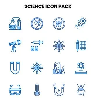 Science Two Colour Bundle Icons Pack Stock Illustration