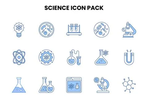 Science Two Colour Collection Icons Pack Stock Illustration
