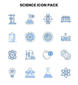 Science Two Colour Collection Icons Pack Stock Illustration
