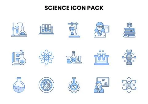 Science Two Colour Collection Icons Pack 库存插图