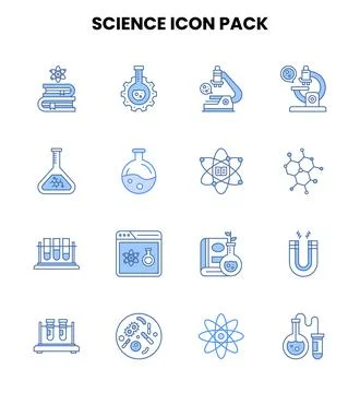Science Two Colour Graphics Icons Pack Stock Illustration