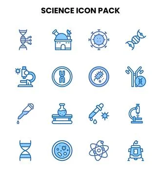 Science Two Colour Set Icons Pack Stock Illustration