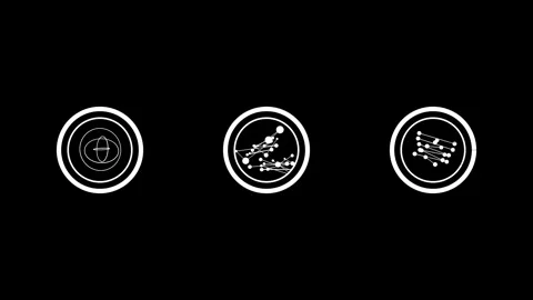 Science UI Icons Gyroscope Orbit Neural Network and Molecule 4K Stock Footage 332130327