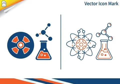 Science vector icon mark: collection of filled and outline styles. Illustrazione stock
