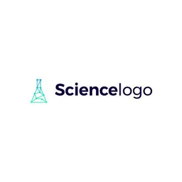 Science Vector Logo Flask With Dots and Lines Connections Stock Illustration