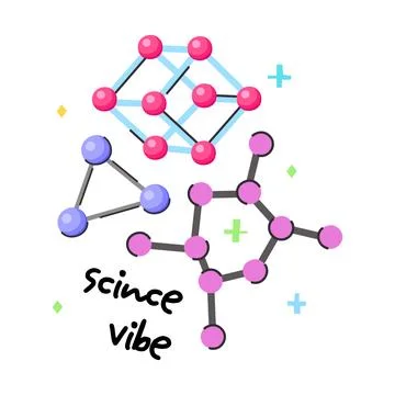 Science Vibe Molecular Structure Illustration, Chemistry Crystal Lattice Cl.. Stock Illustration