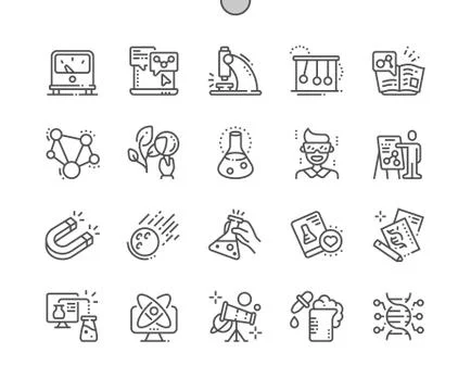 Science Well-crafted Pixel Perfect Vector Thin Line Icons 30 2x Grid for Web Illustrazione stock