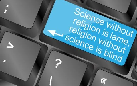 Science without religion is lame.  Computer keyboard keys. Inspirational moti Stock Illustration