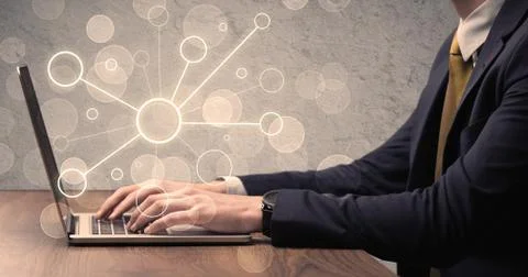 Science worker typing on laptop computer Stock Photos