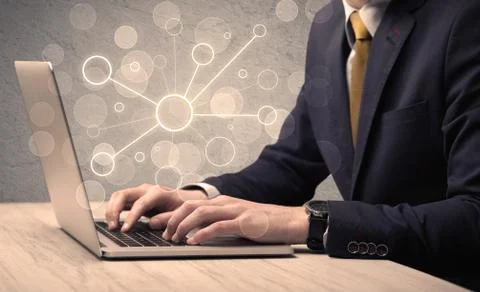 Science worker typing on laptop computer Stock Photos