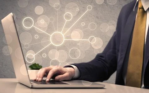 Science worker typing on laptop computer Stock Photos