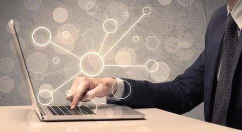 Science worker typing on laptop computer Stock Photos