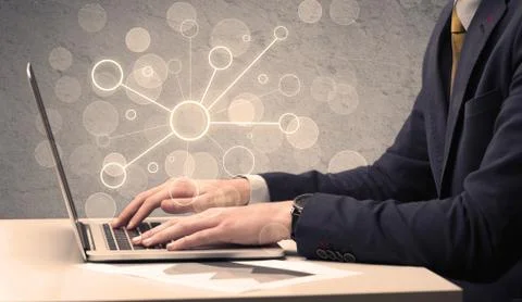 Science worker typing on laptop computer Stock Photos