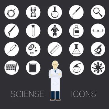 Sciense white icons Stock Illustration