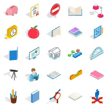 Sciential icons set, isometric style Stockillustratie