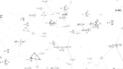 Scientific 3d background with physical and mathematical task solutions Stock Footage 113455249