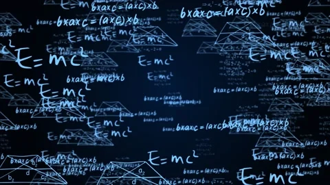 Scientific 3d background with physical and mathematical task solutions, formulas Stock Footage 157762023