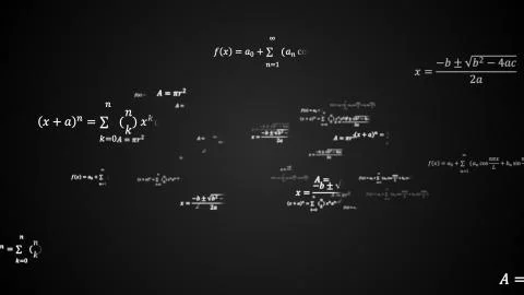 Scientific 3d background with physical and mathematical task solutions, formulas 스톡 일러스트