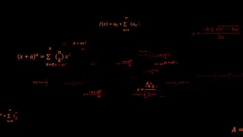 Scientific 3d background with physical and mathematical task solutions, formulas イラスト素材