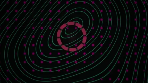 Scientific Abstract Visualization of Magnetic Field Contours and Grid Dots .. Stock Footage 343766596