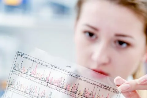 Scientific analyzes of DNA code Stock Photos
