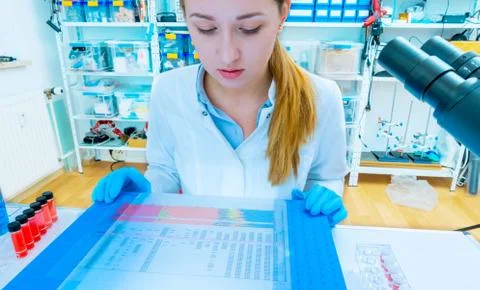 Scientific analyzes of DNA code 스톡 사진