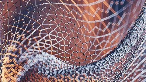 Scientific and abstract representation of a dynamic wireframe grid Stock Illustration