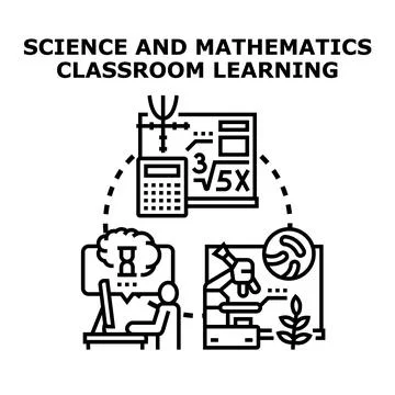 Scientific and mathematical classroom learning and education concept Stock Illustration