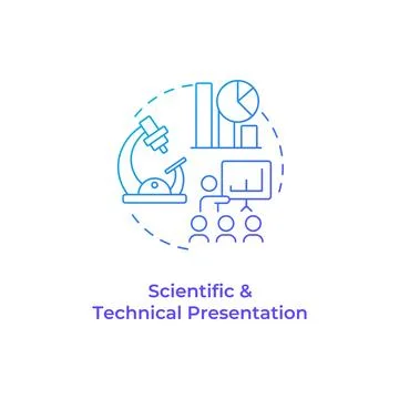 Scientific and technical presentation blue gradient concept icon Stock Illustration
