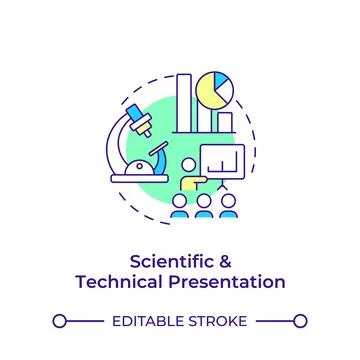Scientific and technical presentation multi color concept icon Illustrazione stock