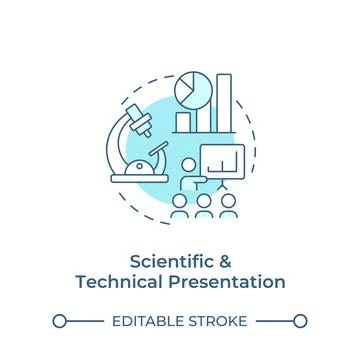 Scientific and technical presentation soft blue concept icon Illustrazione stock