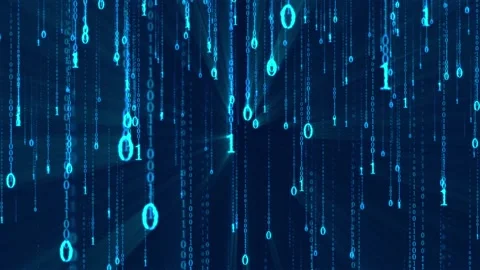 Scientific and technological background of binary digital rain information f Stock Footage 172137747