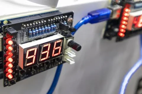 Scientific and technological equipment, display screens for research and de.. 스톡 일러스트