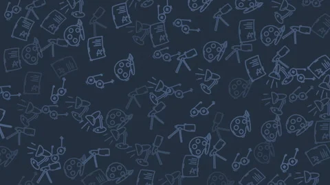 Scientific, artistic tools pattern on dark background ideal for educational 库存影片 334516959
